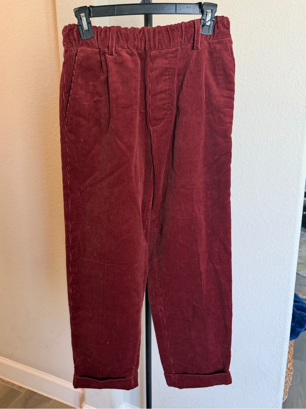 Nicholson & Nicholson Cropped Robin Corduroy Ankle Pants in Deep Wine M(36) $350
